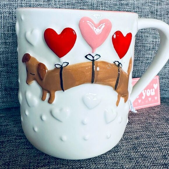 Dachshund Dog Valentine Balloons Hearts Ceramic Mug - Picture 1 of 3